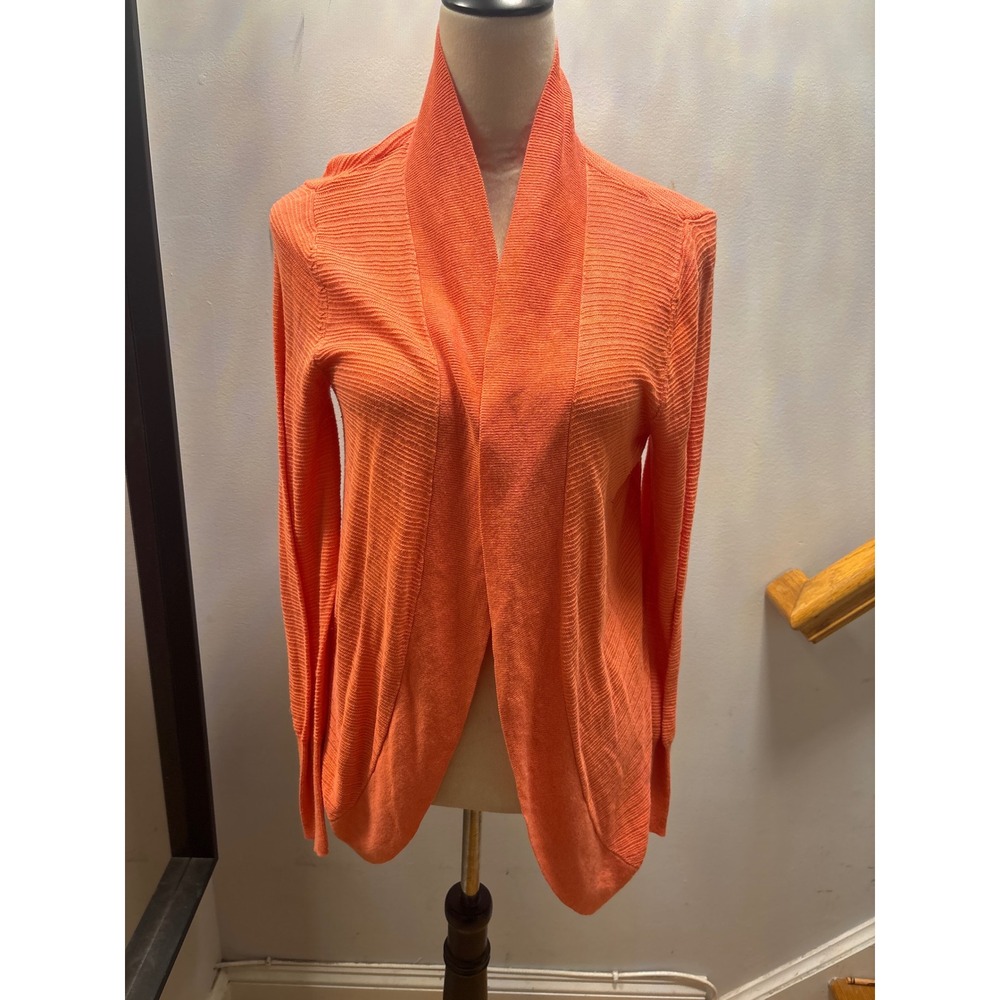 Merona Cardigan Womens L Orange  Open Front Shawl Collar Ribbed Knit